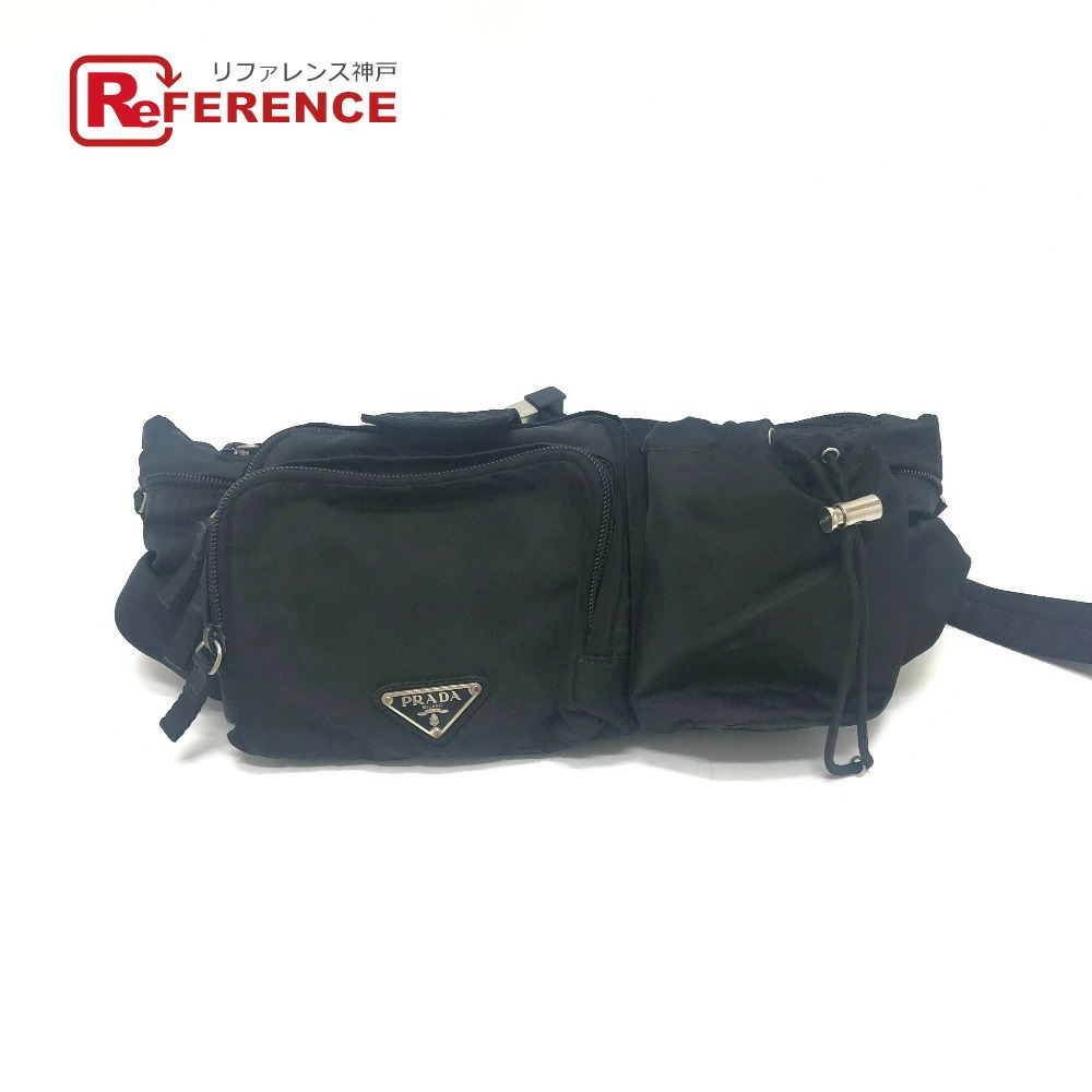 PRADA Multi pocket Waist Bag Handbag Body Bum Crossbody Belt Black